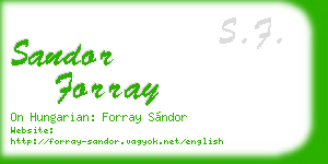 sandor forray business card